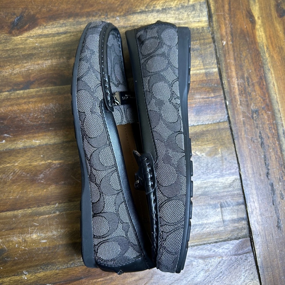 Coach Olive Signature Loafers Women 6.5B Black Canvas Driving Flats - Picture 12 of 13